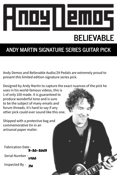 Andy Martin Signature Series Pick, Limited Edition